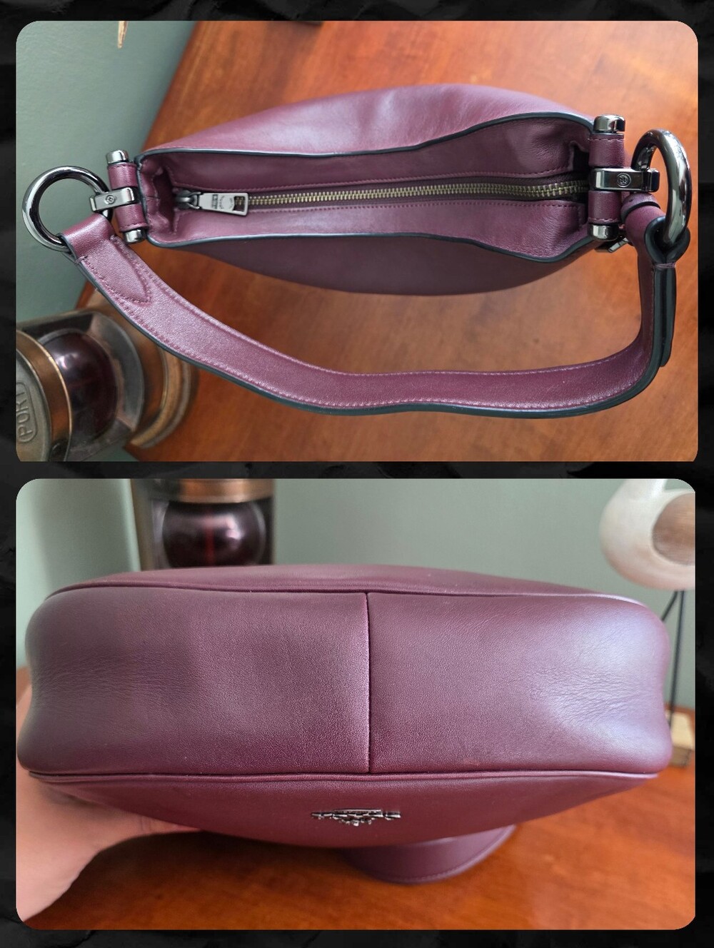 Coach 21025E Mae Hobo Oxblood Leather Shoulder Crossbody Bag - Picture 12 of 16